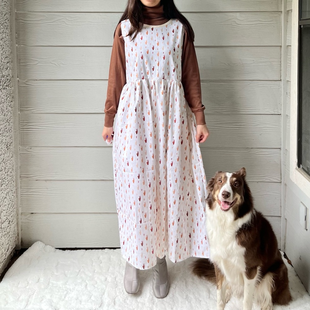 Handmade Peace Hands Cream Women's Empowerment Feminist Dress SKU 11151